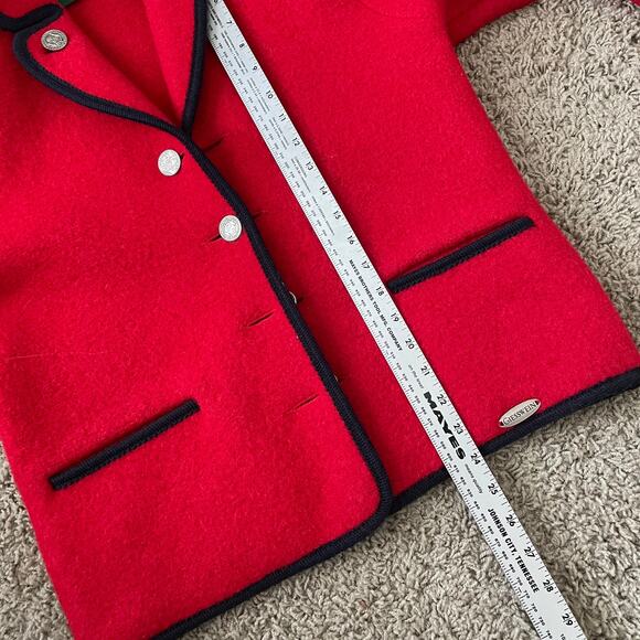 Giesswein Vintage Red Boiled Wool Tyrolean jacket sz 12 austria - Picture 8 of 12